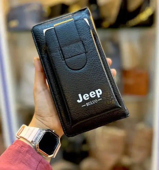 JEEP BULUO Leather Men Clutch Wallet Brand Purse For Phone Double Zipper Luxury Wallet